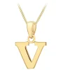 9ct Yellow Gold Plain Initial V Pendant (Chain Included)