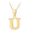 9ct Yellow Gold Plain Initial U Pendant (Chain Included)