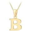 9ct Yellow Gold Plain Initial B Pendant (Chain Included)
