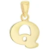 9ct Yellow Gold Plain Initial Q Pendant (Chain Included)