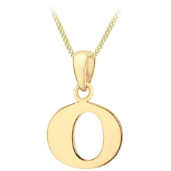 9ct Yellow Gold Plain Initial O Pendant (Chain Included)