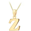 9ct Yellow Gold Plain Initial Z Pendant (Chain Included)