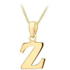 9ct Yellow Gold Plain Initial Z Pendant (Chain Included)