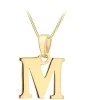 9ct Yellow Gold Plain Initial M Pendant (Chain Included)