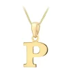 9ct Yellow Gold Plain Initial P Pendant (Chain Included)