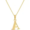 9ct Yellow Gold Plain Initial A Pendant (Chain Included)