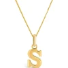 9ct Yellow Gold Plain Initial S Pendant (Chain Included)
