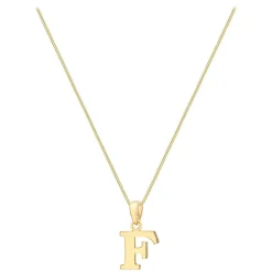 9ct Yellow Gold Plain Initial F Pendant (Chain Included)
