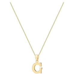 9ct Yellow Gold Plain Initial G Pendant (Chain Included)