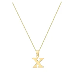 9ct Yellow Gold Plain Initial X Pendant (Chain Included)