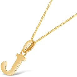 9ct Yellow Gold Plain Initial J Pendant (Chain Included)
