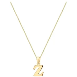 9ct Yellow Gold Plain Initial Z Pendant (Chain Included)