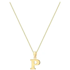 9ct Yellow Gold Plain Initial P Pendant (Chain Included)