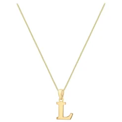 9ct Yellow Gold Plain Initial L Pendant (Chain Included)