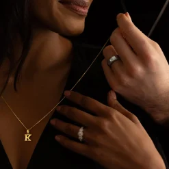 9ct Yellow Gold Plain Initial K Pendant (Chain Included)