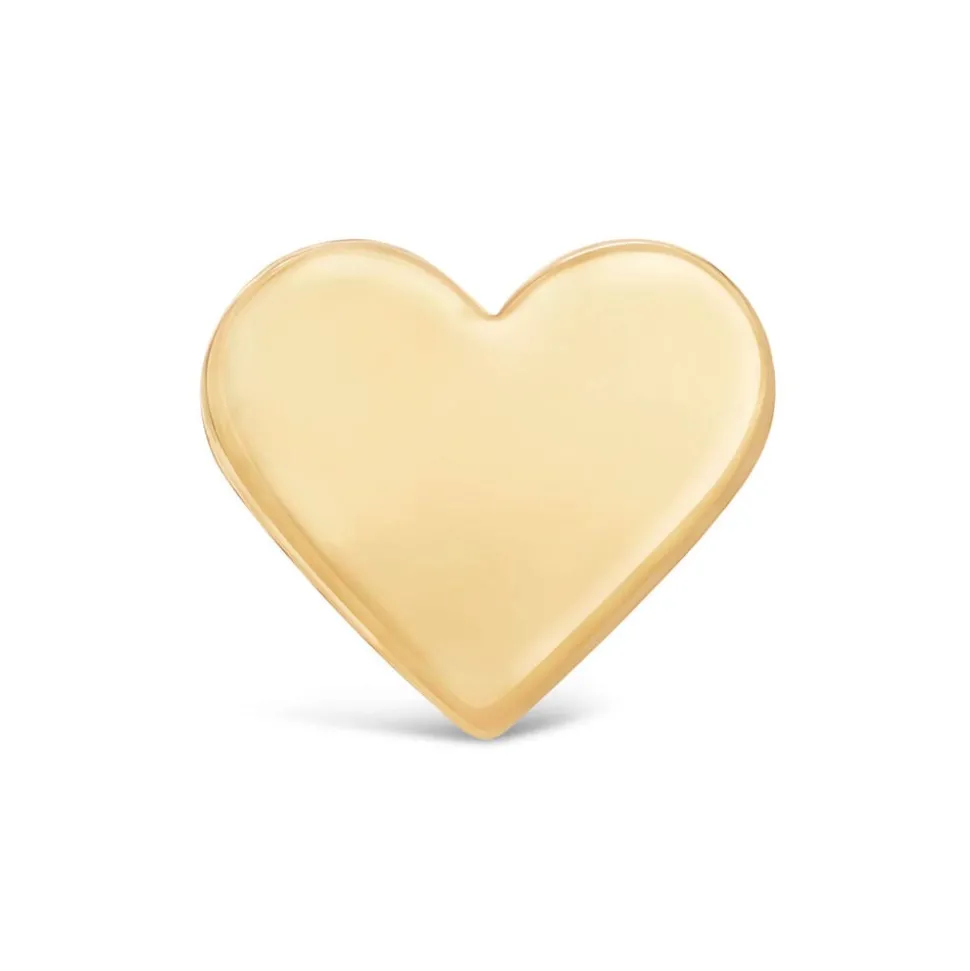 9ct Yellow Gold Plain Polished Heart Single Stud Earring