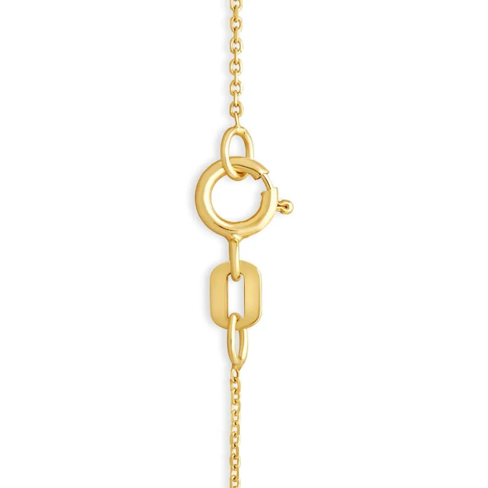 9ct Yellow Gold Plaited Plain and Cubic Zirconia Circle Chain Necklet