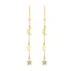 9ct Yellow Gold Polished & Cubic Zirconia Moon & Stars Drop Earrings