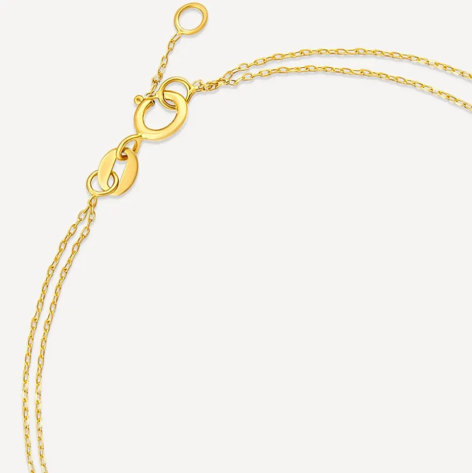 9ct Yellow Gold Polished & Cubic Zirconia Moon & Stars Two Strands Bracelet