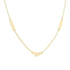 9ct Yellow Gold Polished Discs & Bar Necklet