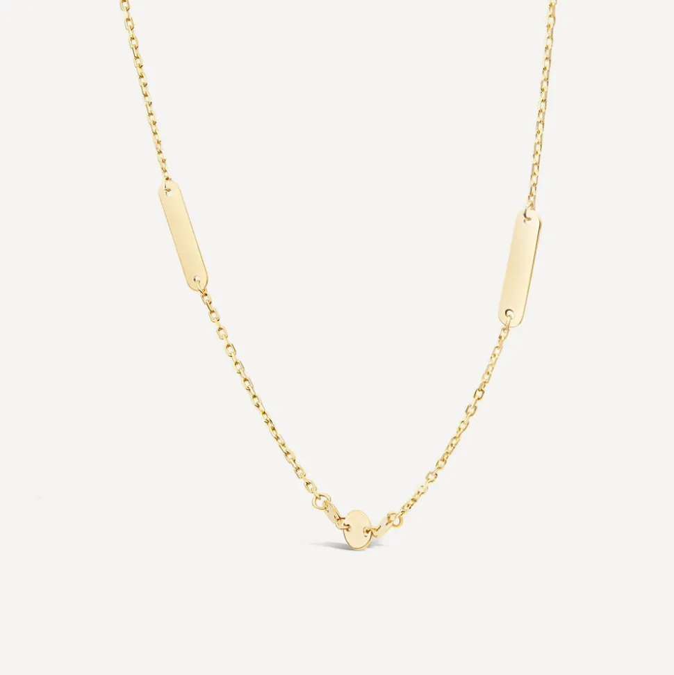 9ct Yellow Gold Polished Discs & Bar Necklet
