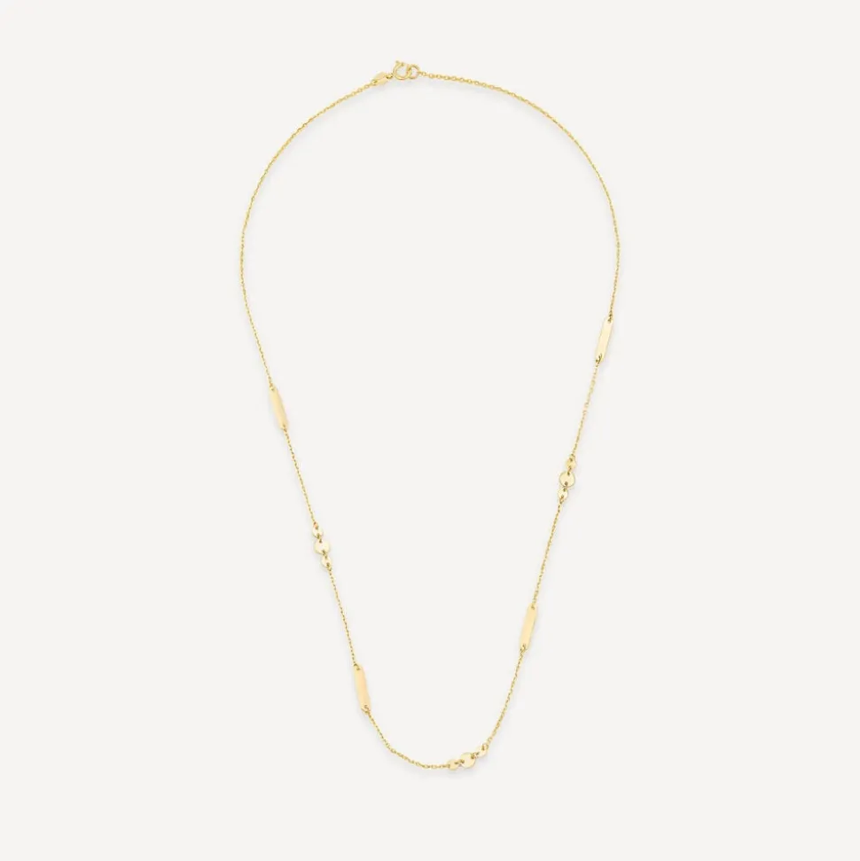 9ct Yellow Gold Polished Discs & Bar Necklet