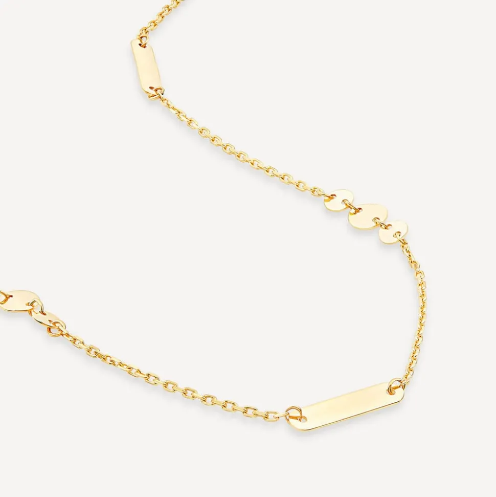 9ct Yellow Gold Polished Discs & Bar Necklet