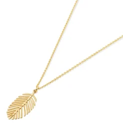 9ct Yellow Gold Polished Feather Pendant (Chain Included)