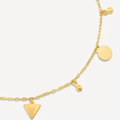 9ct Yellow Gold Polished Mixed Shapes Pendants Chain Bracelet