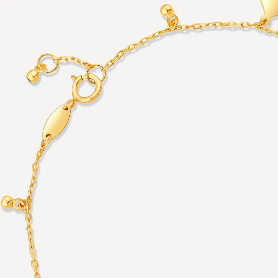 9ct Yellow Gold Polished Mixed Shapes Pendants Chain Bracelet