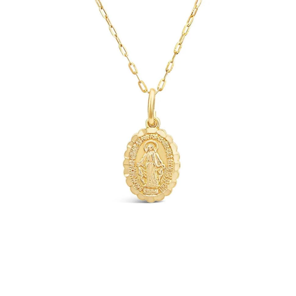 9ct Yellow Gold Polished Oval Miraculous Medal