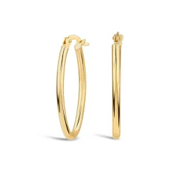 9ct Yellow Gold Polished Oval Hoop Earrings
