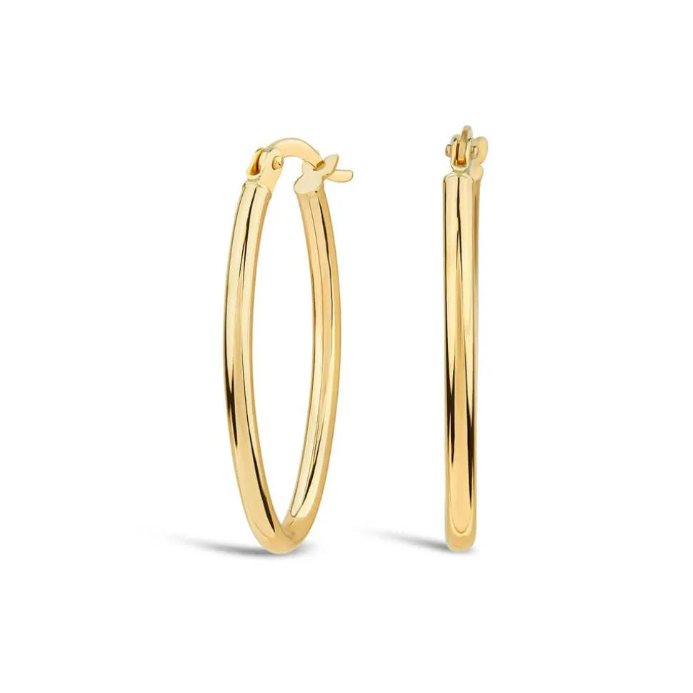 9ct Yellow Gold Polished Oval Hoop Earrings