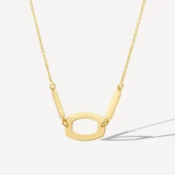 9ct Yellow Gold Polished Open Oval & Bar Chain Necklet