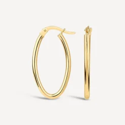 9ct Yellow Gold Polished Oval Hoop Earrings