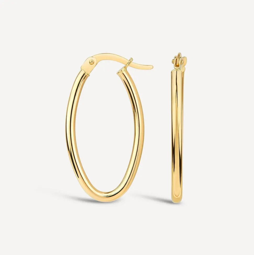 9ct Yellow Gold Polished Oval Hoop Earrings