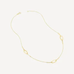 9ct Yellow Gold Polished Open Oval & Bar Chain Necklet