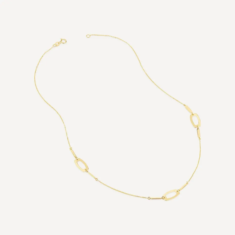 9ct Yellow Gold Polished Open Oval & Bar Chain Necklet