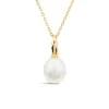 9ct Yellow Gold Polished Pearl Pendant (Chain Included)