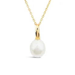 9ct Yellow Gold Polished Pearl Pendant (Chain Included)