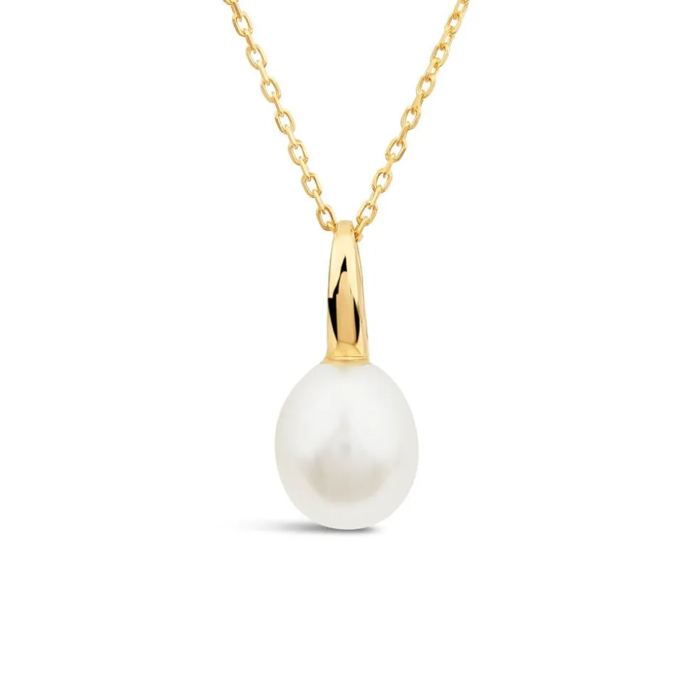 9ct Yellow Gold Polished Pearl Pendant (Chain Included)