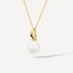9ct Yellow Gold Polished Pearl Pendant (Chain Included)