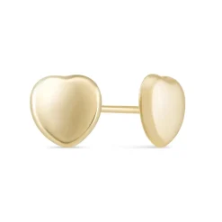 9ct Yellow Gold Polished Plain Heart Stud Earrings