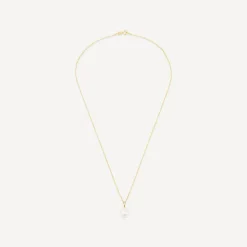 9ct Yellow Gold Polished Pearl Pendant (Chain Included)