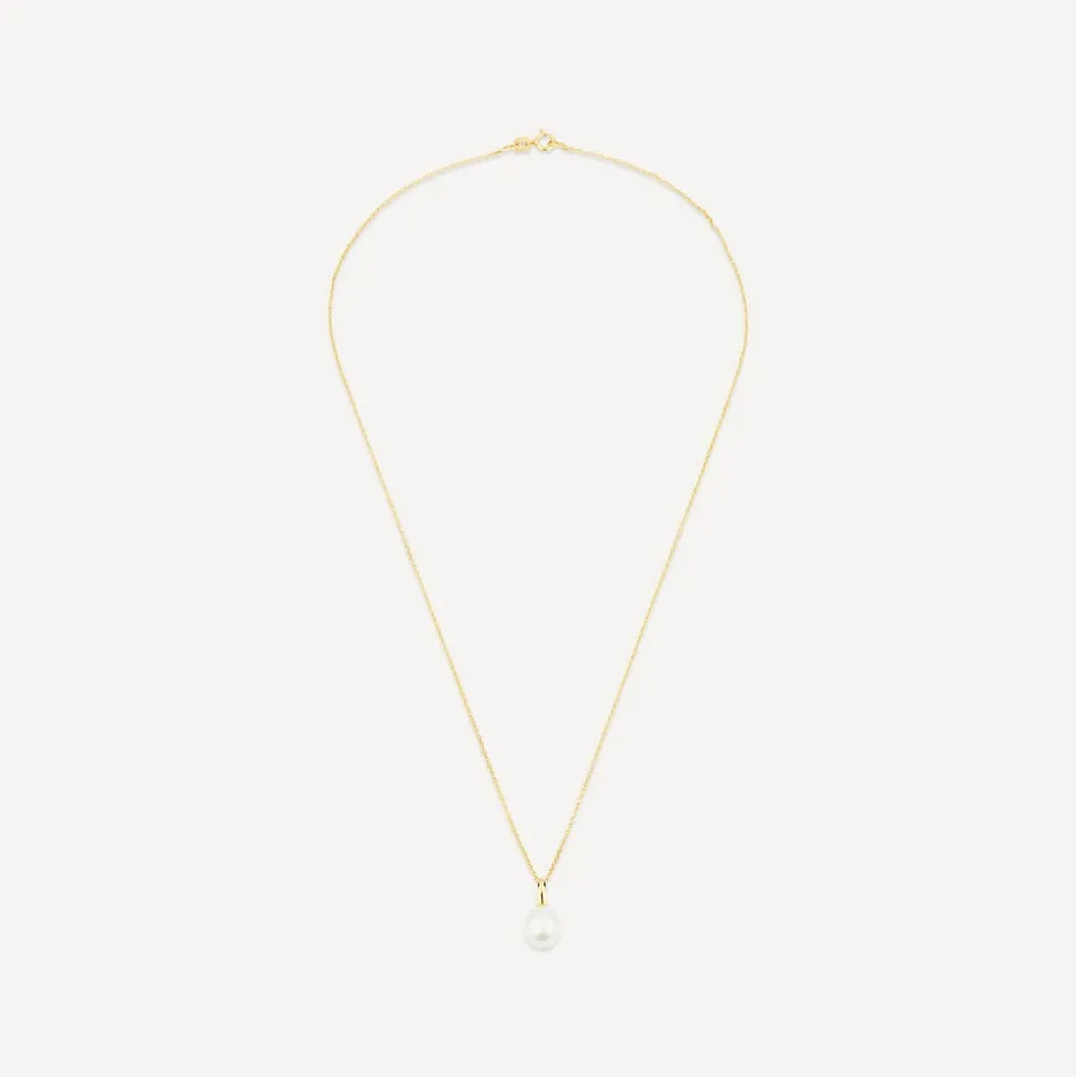 9ct Yellow Gold Polished Pearl Pendant (Chain Included)