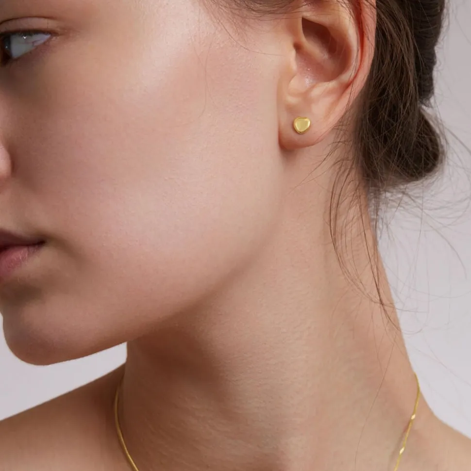 9ct Yellow Gold Polished Plain Heart Stud Earrings