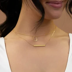 9ct Yellow Gold Rectangular Polished Bar Ladies Necklace