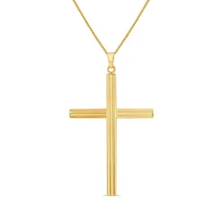 9ct Yellow Gold Ribbed Cross Pendant
