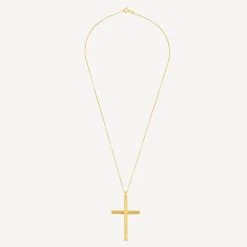 9ct Yellow Gold Ribbed Cross Pendant