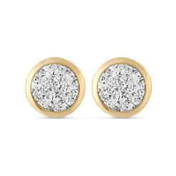 9ct Yellow Gold Round Crystal Earrings